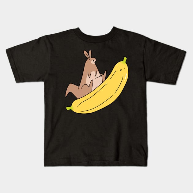 Giant Banana and Kangaroo Kids T-Shirt by saradaboru